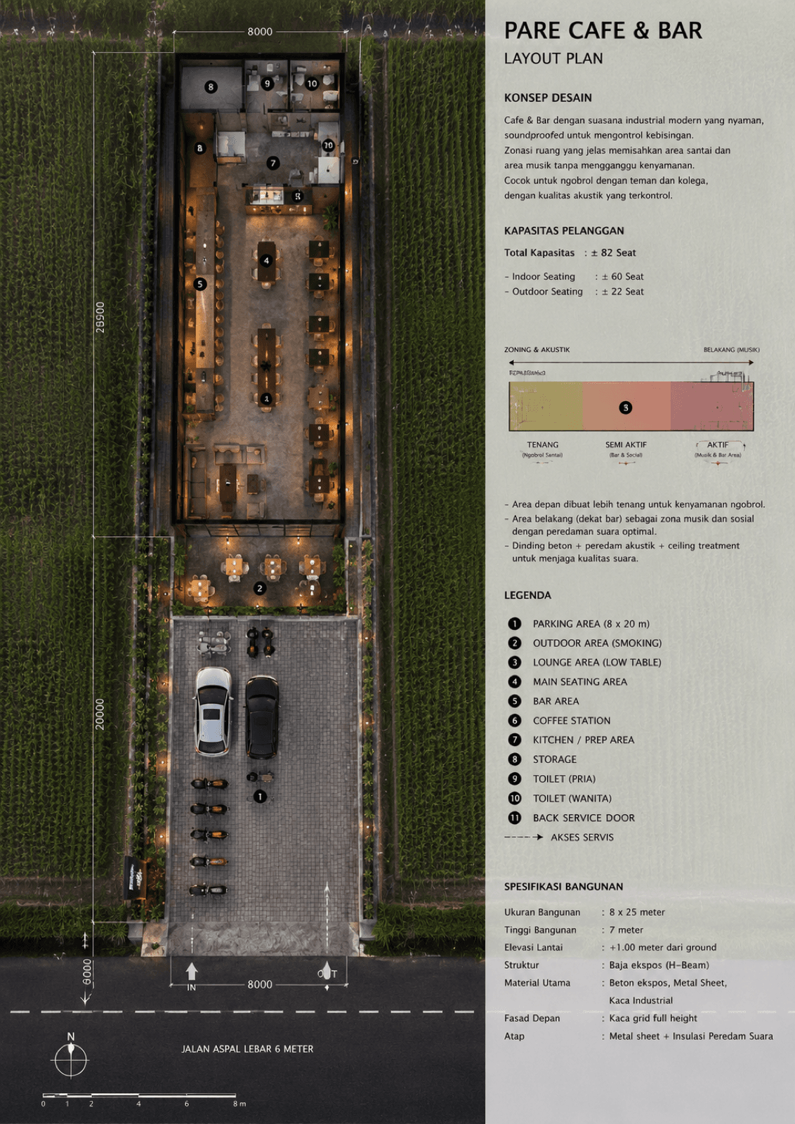 Pare Cafe & Bar — Master Layout & Acoustic Zoning