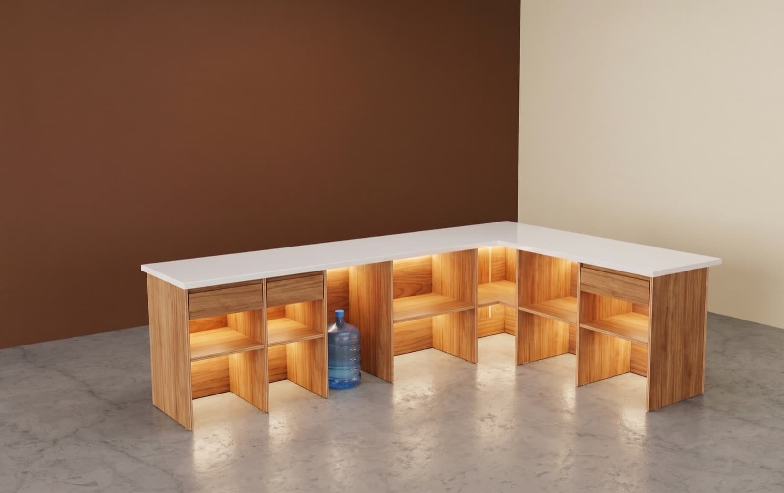 L-Shaped Modular Bar Counter System